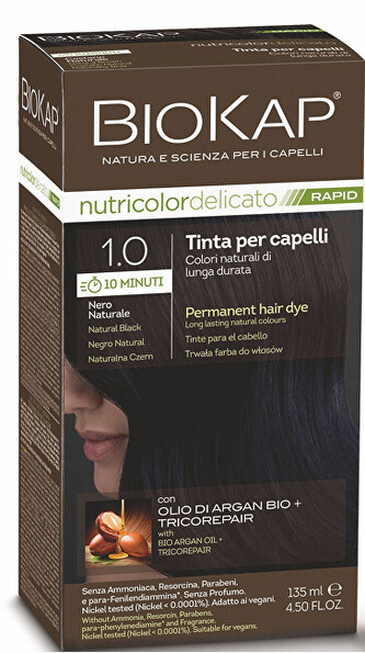Biokap BIOKAP DELICATO RAPID barva na vlasy - 1.0  Přírodní černá 135 ml