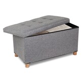 Sedák / lavice s úložným prostorem a dřevěnými nohami - šedá