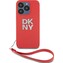 DKNY PU Leather Stack Logo Wrist Strap kryt iPhone 15 Pro Max růžový