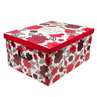 Box úložný s držadly, květiny
