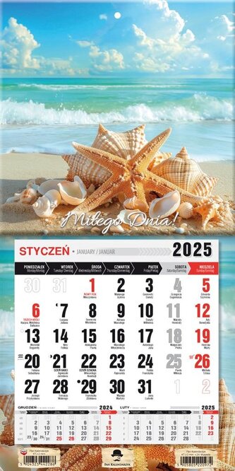 Kalendarz 2025 jednodzielny mini z mag. Muszelki
