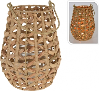 Proutěná lucerna s držadlem 21 cm natural