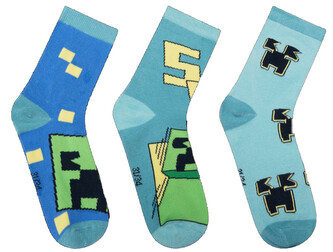 Dětské ponožky Minecraft: Ikony set 3 párů (EU 27-30)