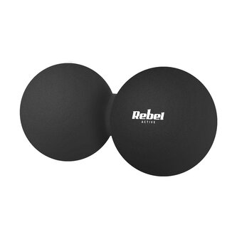 Masážní míč dvojitý 6,25 cm, REBEL ACTIVE RBA-3058, černý, materiál silikon