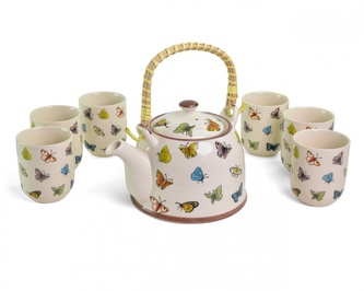 Keramická čajová souprava - Motýli