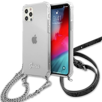 Etui Guess 4G Silver Chain na iPhone 12 / iPhone 12 Pro - przezroczyste
