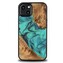 Etui Bewood Unique Turquoise z drewna i żywicy na iPhone 13 - turkusowo-czarne