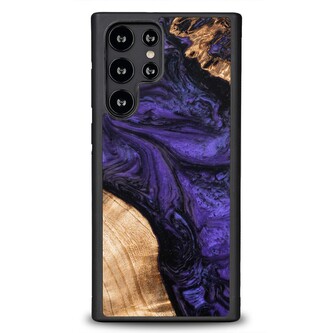 Etui Bewood Unique Violet z drewna i żywicy na Samsung Galaxy S22 Ultra - fioletowo-czarne