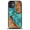 Etui Bewood Unique Turquoise z drewna i żywicy na iPhone 12 / 12 Pro - turkusowo-czarne