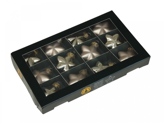 Skleněné baňky - hvězdičky 4 cm podzim, sada 12 ks