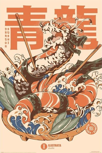 Plakát, Obraz - Ilustrata - Dragon Sushi, 61 × 91.5 cm