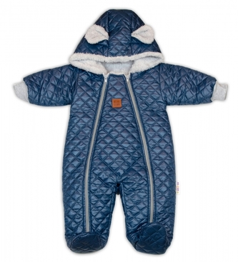 Zimní kojenecká kombinéza s kapucí Bear Club, granát; 74 (6-9m)
