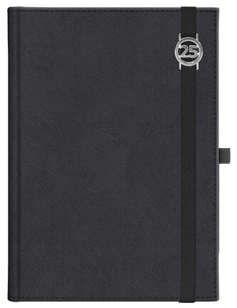 Kalendarz 2025 B5 dzienny Cross z gumką czarny