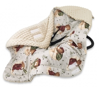 Oteplená zavin. deka s kapucí minky+bavlna, 90 x 90 cm, Teddy and Moon - béžová