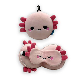 Cestovní polštář a maska na oči Relaxeazzz Adoramals  ryba axolotl Maddie
