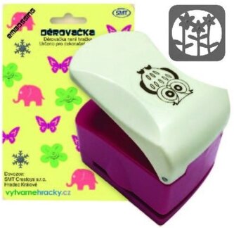 Děrovačka 32mm s embosing efektem - kytičky v rámečku