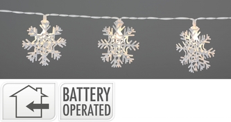 Vánoční osvětlení 10x LED bélé vločky, délka 120 cm