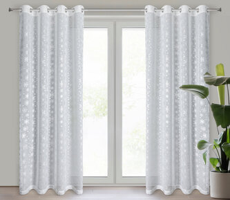 Vánoční dekorační záclona s kroužky WINTER II. bílá 140x 250 cm MyBestHome