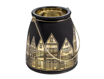 Lucerna HOUSE vánoční skleněná strojová výroba d12x13cm