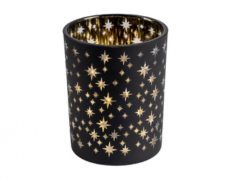 Svícen STARS vánoční skleněný strojová výroba d10x13cm