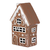 Domek keramický - zdobený, pro vložení čajové/LED svíčky, barva hnědá.