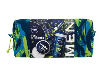 Nivea Men krém na obličej, tělo a ruce Men Creme 150 ml + antiperspirant Men Deep Sport 50 ml + sprchový gel Men Energy 250 ml + balzám na rty Labello Men Active 4,8 g + kosmetická taštička