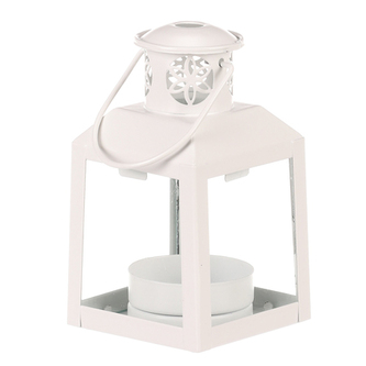 Lucerna kovová - čtyřboká, malá, brava bílá.