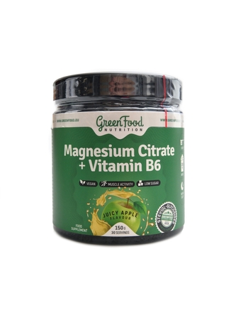 GreenFood nutrition - Magnesium citrate + vitamin B6 150 g - malinový juice