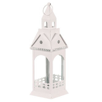 Lucerna kovová, kostelní věž - čtyřboká, malá vel., barva bílá.
