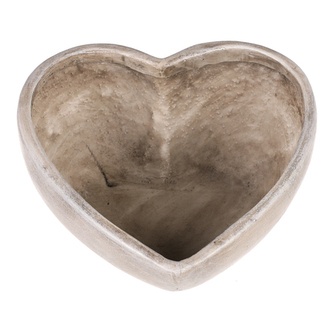 Obal květinový pietní, prostorný - tvar srdce, polyresin, barva šedá.