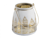 Lucerna HOUSE vánoční skleněná strojová výroba d12x13cm
