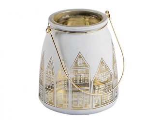 Lucerna HOUSE vánoční skleněná strojová výroba d12x13cm
