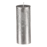 Svíčka sloupcovitá vyšší - parafínový vosk, bez vůně, barva metalická stříbrná.