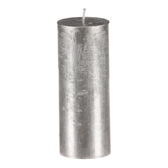 Svíčka sloupcovitá vyšší - parafínový vosk, bez vůně, barva metalická stříbrná.
