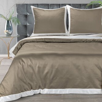 Povlečení DUO COLORE I. 100% bavlna hnědá/bílá 1x 220x200 cm, 2x povlak 70x80 cm francouzské povlečení MyBestHome
