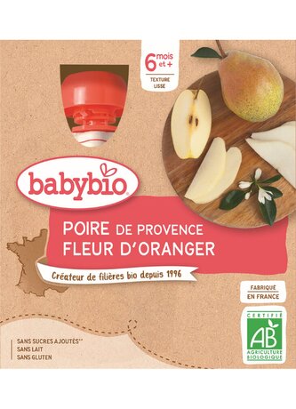 BABYBIO hruška pomerančový květ 4x90 g