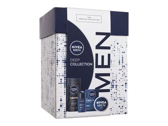 Nivea Men Deep krém na obličej, tělo a ruce Men Creme 75 ml + voda po holení Men Deep Comfort 100 ml + antiperspirant Men Deep Darkwood 50 ml + sprchový gel Men Deep Clean 250 ml