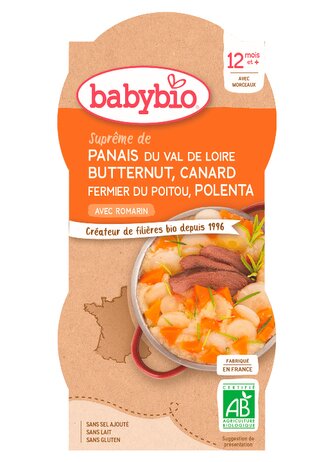 BABYBIO pastinák s máslovou dýní, kachnou a polentou 2x200 g