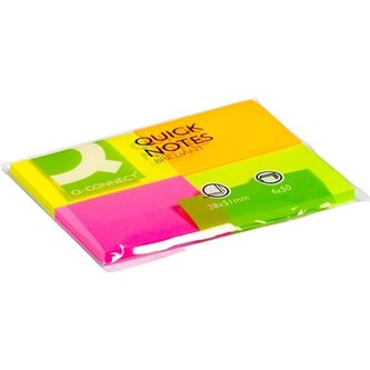 Bloček Q-Connect 38 x 51 mm, neonový, 4 ks