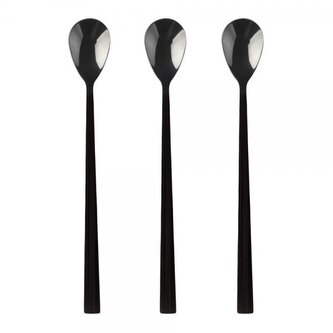 DuraHome Koktejlová lžička PIANO, 3ks, černá