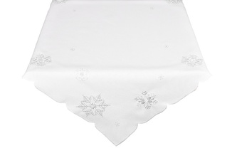 Ubrus Vánoční, Bílo stříbrné Vánoce, bílý 85 x 85 cm