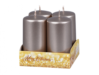Svíčka adventní perleťová d4x8cm 4ks