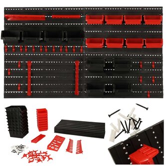 KIK KX4716 Nástěnný organizér do dílny 54cm x 96cm černo-červený