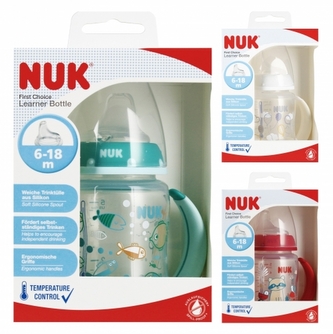 NUK 215335 Butelka  z uchwytami FC+ 150 ml ze wskaźnikiem temperatury 6-18 m NUK 215335 Butelka  z uchwytami FC+ 150 ml ze wskaźnikiem temperatury 6-18 m