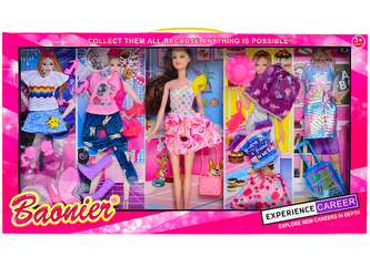 Panenka módní 29cm s oblečením 8ks a doplňky v krabičce