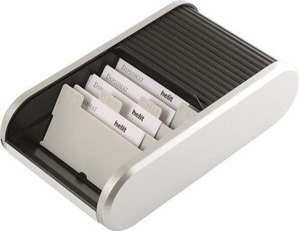 Stolní vizitkář, stříbrná, zavírání typu roleta, 300 vizitek, HELIT H6220499