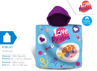 Ponczo kąpielowe 60x120 cm Piraci