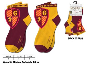 Skarpetki dziewczęce 2 pary Gryffindor Harry Potter