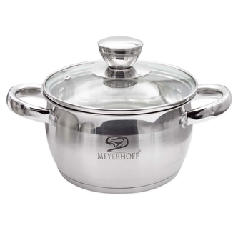 Hrnec nerez ¤14x9,5cm 1,3L MEYERHOFF T2 skleněná poklice