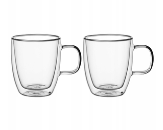 Hrnek sklo 350ml dvoustěnný ucho 2ks  KAMILLE 9001